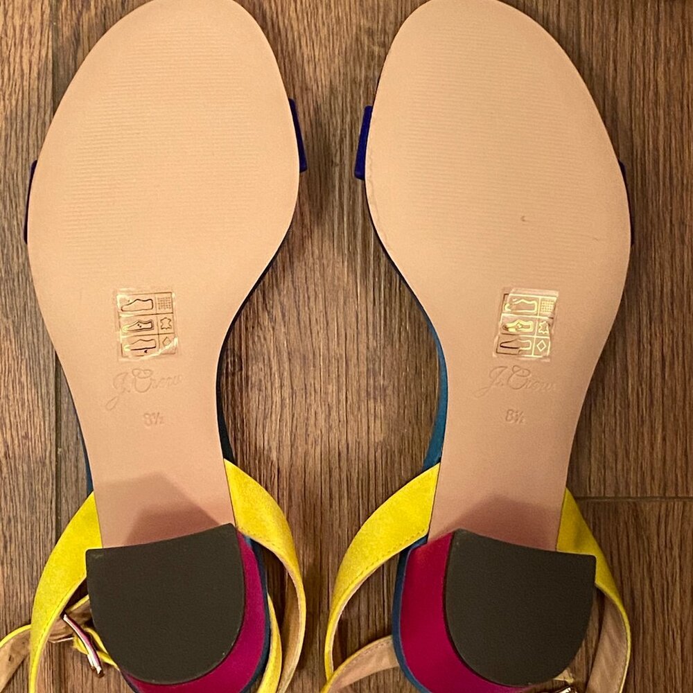 J. Crew Lucie ankle-strap block-heel sandals in colorblock satin - Picture 6 of 10